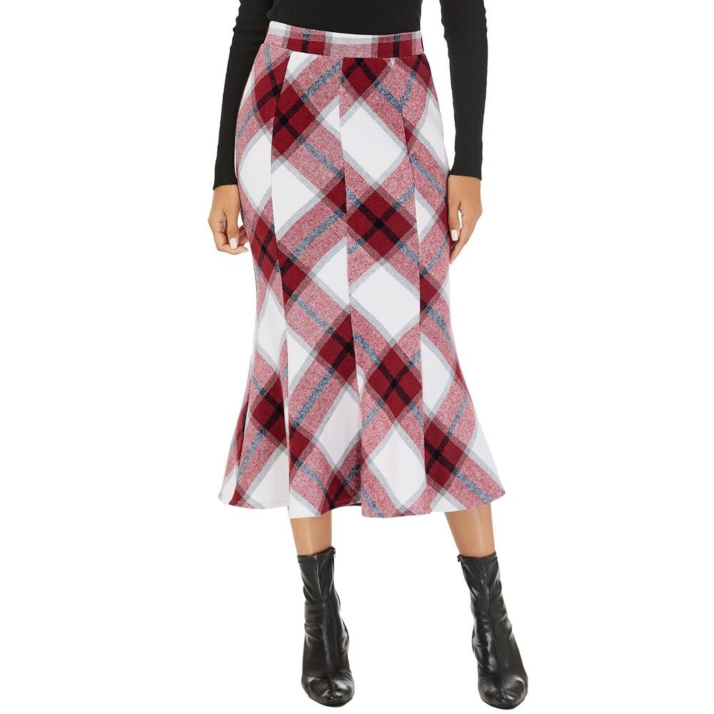 6182 Skirts for Fall 2025 Burgundy Midi Length for Fall Winter Wool Hign